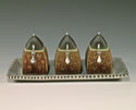 Three Boxes with Hinged Lids and Tray, boxes 4" tall