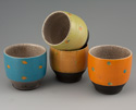 Tea Bowls 3 1/2" x 3"<br />Underglazes with white crackle