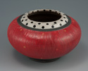 Combed Vase, 8" x 5", Yellow underglaze, white crackle