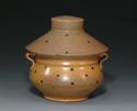 Combed Vase, 8" x 5", Yellow underglaze, white crackle