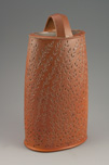Basket 11" x 6" x 4", Carved decoration, flashing slip
